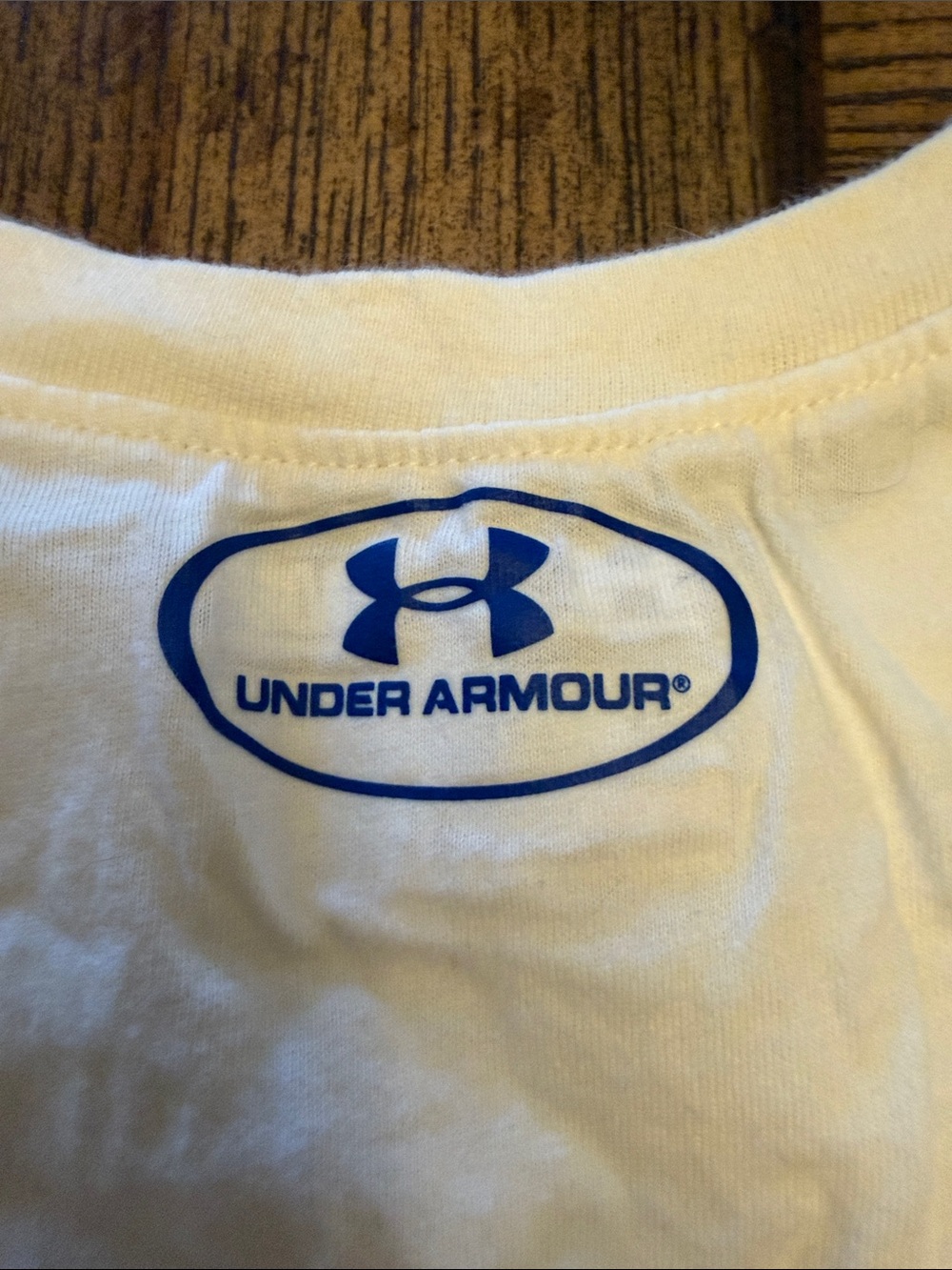 Under Armour White Short-Sleeve Tee with Blue Logo - Picture 5 of 5
